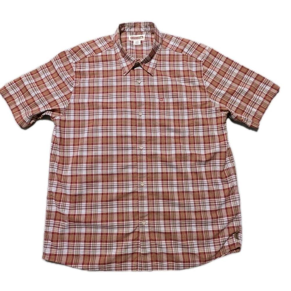 :Vintage Quiksilver Red Plaid Short Sleeve Button Shirt Size L Made in Macao...